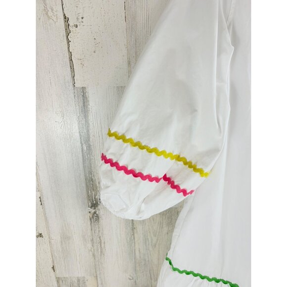 Ann Mashburn Sz S Isla Maxi Shirtdress Dress White Ric Rac - Picture 6 of 16